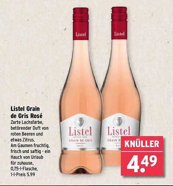 Listel Grain de Gris Rosé 0,75 l Flasche