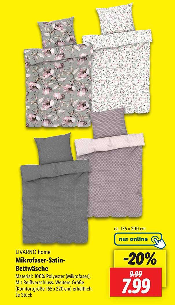 LIVARNO home Mikrofaser-Satin-Bettwäsche