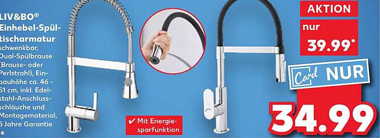 LIV&BO® Einhebel-Spülarmatur mit Dual-Spülduschfunktion