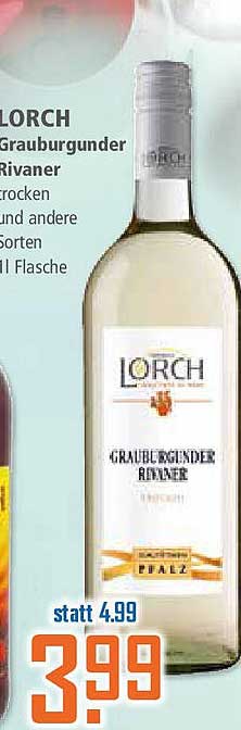 LORCH Grauburgunder Rivaner trocken 0,75l Flasche