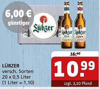 LÜBZER Bier - 20 x 0,5 Liter