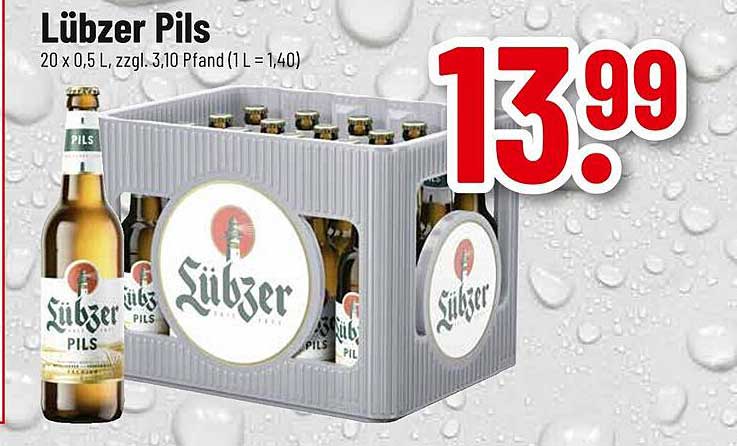 Lübzer Pils – 20 x 0,5 L für nur 13,99 €