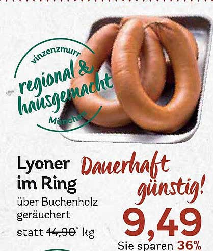 Lyoner im Ring – über Buchenholz geräuchert