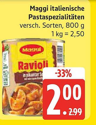 Maggi italienische Pastaspezialitäten, Ravioli, 800 g