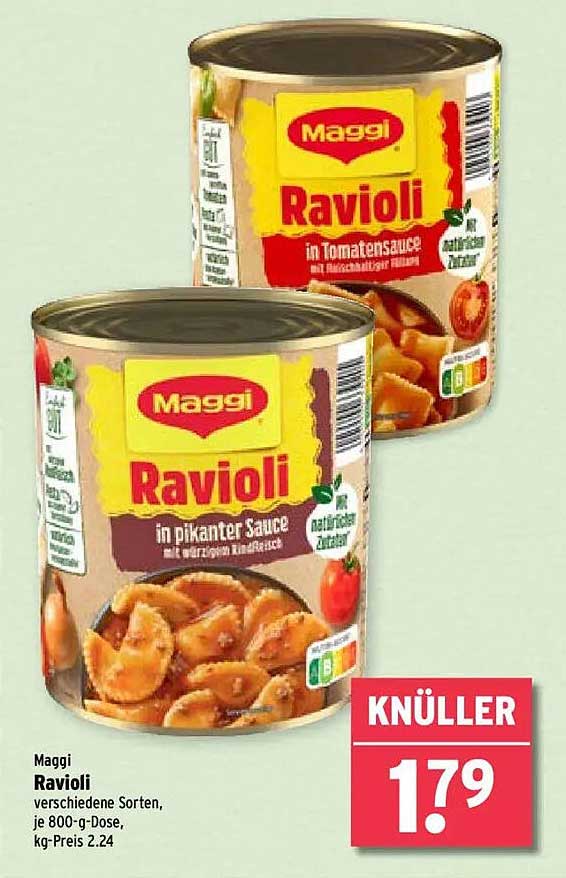 Maggi Ravioli in verschiedenen Sorten, je 800-g-Dose