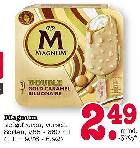Magnum Double Gold Caramel Billionaire Eiskreme, 3 Sorten, 255-360 ml