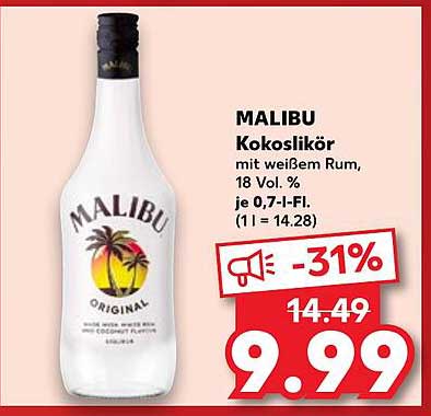 MALIBU Kokoslikör mit weißem Rum, 18 Vol. %