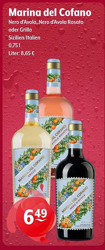 Marina del Cofano Nero d’Avola, Nero d’Avola Rosato oder Grillo, 0,75 l