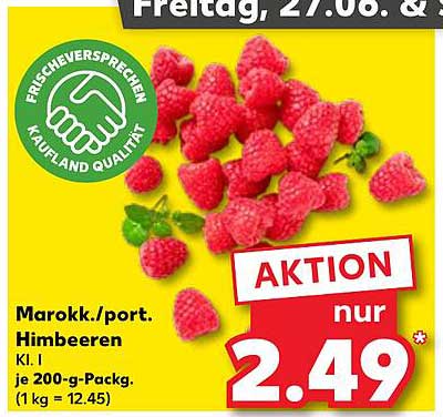Marokk./port. Himbeeren Kl. I je 200-g-Pack.