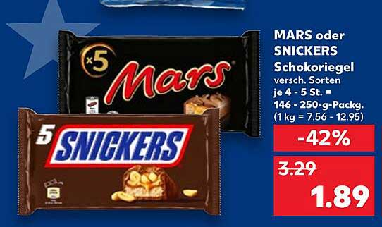 MARS oder SNICKERS Schokoriegel 5er-Pack