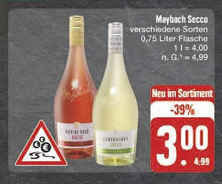 Maybach Secco verschiedene Sorten, 0,75 Liter Flasche