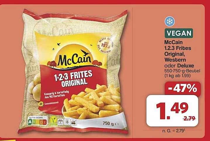 McCain 1-2-3 Frites Original, Western oder Deluxe (750 g)
