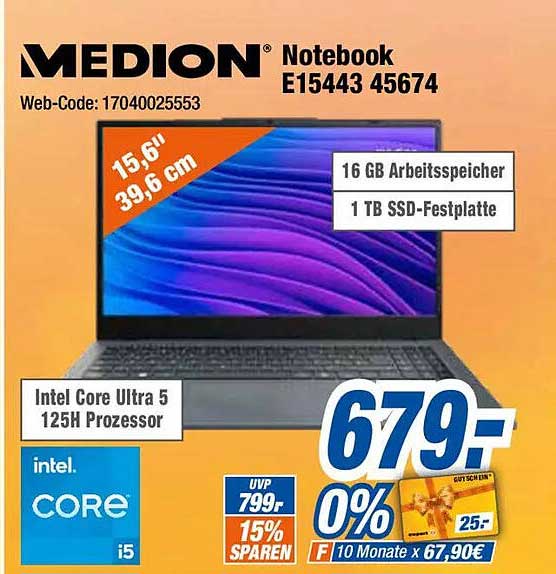 MEDION® Notebook E15443 45674