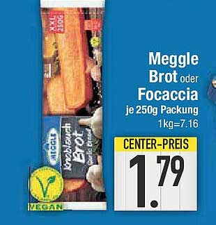 Meggle Brot oder Focaccia je 250g Packung