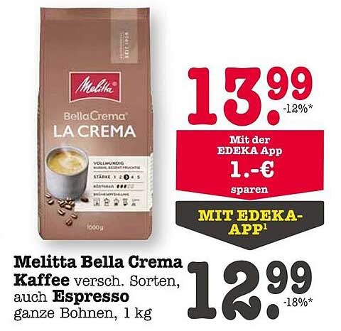 Melitta Bella Crema Kaffee 1 kg