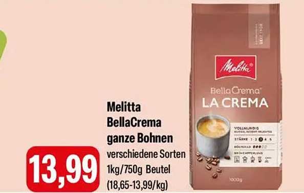 Melitta BellaCrema ganze Bohnen – verschiedene Sorten 1kg/750g Beutel