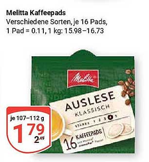 Melitta Kaffee Pads - verschiedene Sorten, je 16 Pads