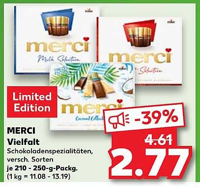 MERCI Vielfalt Schokoladenspezialitäten, sortiert, 210-250 g-Packung