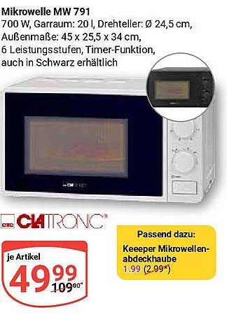 Mikrowelle MW 791 - 20 l mit Timer-Funktion