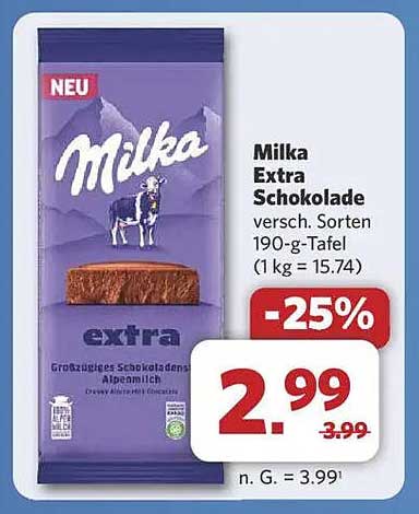 Milka Extra Schokolade, verschiedene Sorten, 190-g-Tafel