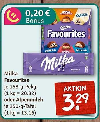 Milka Favourites und Alpenmilch Schokolade - Aktion