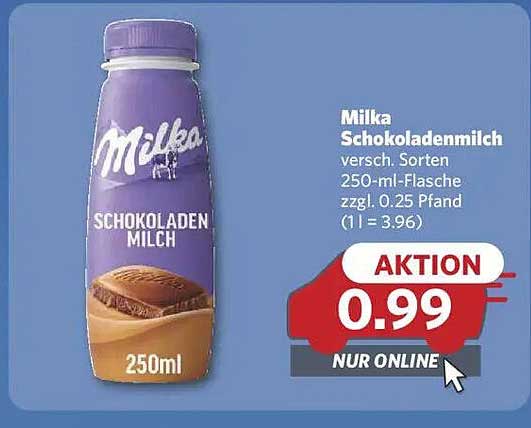 Milka Schokoladenmilch 250 ml - Aktion für nur 0,99 €