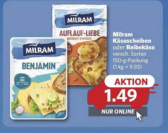Milram Käse | Auflauf-Liebe & Benjamin - 150-g-Packung für nur 1,49 €