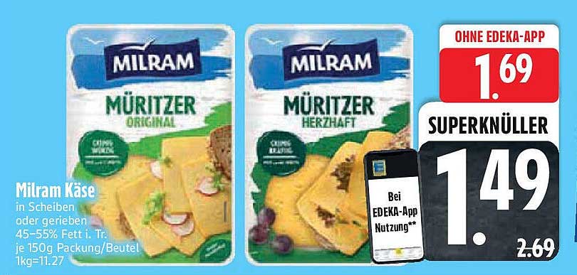 Milram Käse in Scheiben oder gerieben