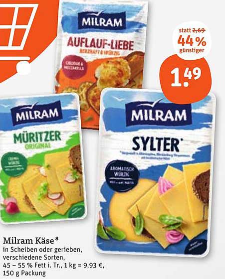 Milram Käse in Scheiben oder gerieben, verschiedene Sorten