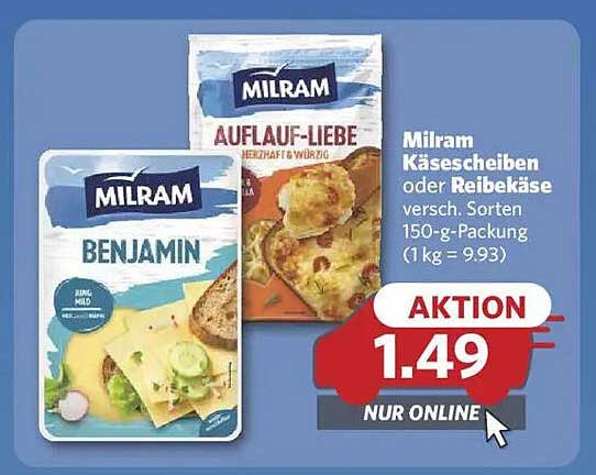 Milram Käse- oder Reibekäse 150-g-Packung
