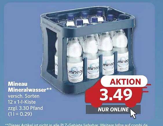 Mineau Mineralwasser 12 x 1L Kiste - nur 3,49€
