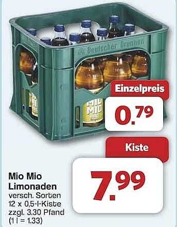 Mio Mio Limonaden 12 x 0,5 l Kiste für nur 7,99 €