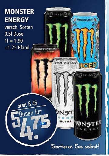 MONSTER ENERGY - 5 Dosen für nur 4,75 €