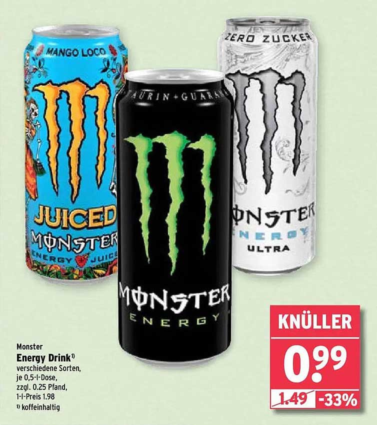 Monster Energy Drink, verschiedene Sorten, 0,5 l-Dose