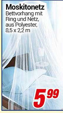 Moskitonetz Bettvorhang mit Ring und Netz, aus Polyester, 8,5 x 2,2 m
