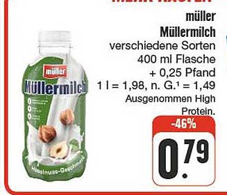 müller Müller Milch verschiedene Sorten 400 ml Flasche