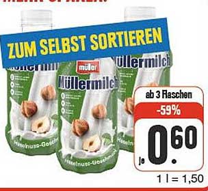 Müllermilch Haselnuss-Geschmack – ab 3 Flaschen nur 0,60 € je Flasche