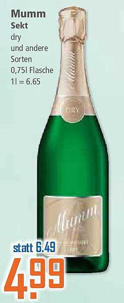 Mumm Sekt dry 0,75l Flasche