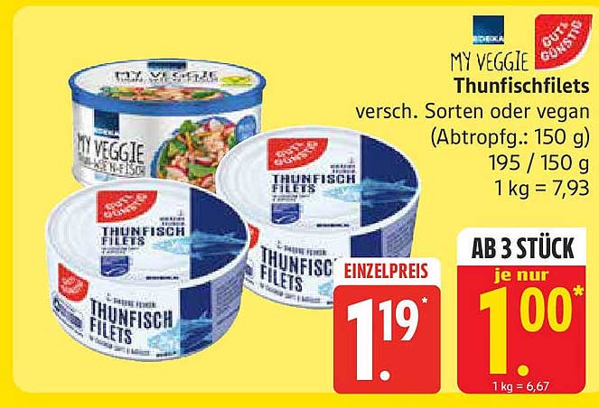 MY VEGGIE Thunfishfilets in verschiedenen Sorten oder vegan