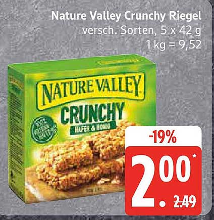 Nature Valley Crunchy Riegel, verschiedene Sorten, 5 x 42 g
