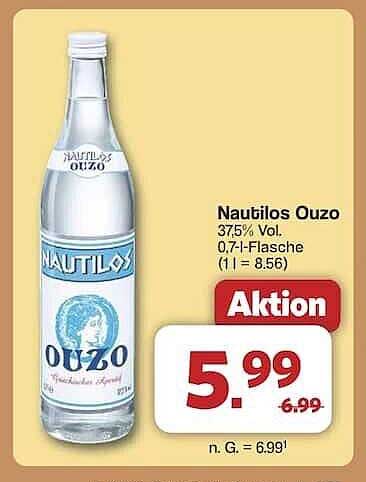 Nautilos Ouzo 37,5% Vol. – 0,7l-Flasche