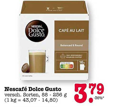 Nescafé Dolce Gusto Café au Lait, 16 Kapseln, 88 - 256 g