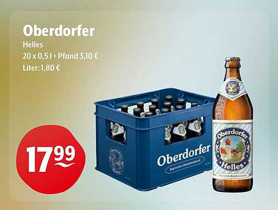 Oberdorfer Helles (20 x 0,5 l) für 17,99 €