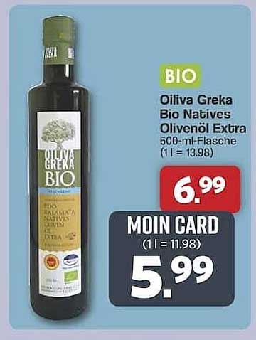 Oiliva Greka Bio Natives Olivenöl Extra 500-ml-Flasche