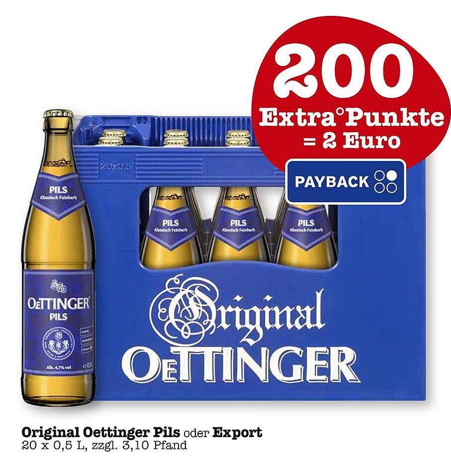 Original Oettinger Pils oder Export – 20 x 0,5 L