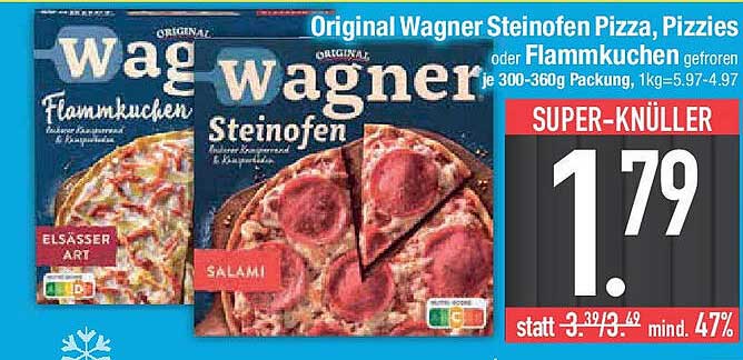 Original Wagner Steinofen Pizza, Pizzies oder Flammkuchen gefroren je 300-360g Packung