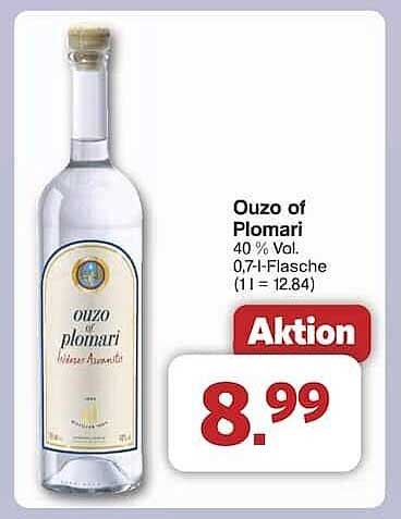 Ouzo of Plomari 40 % Vol., 0,7l-Flasche