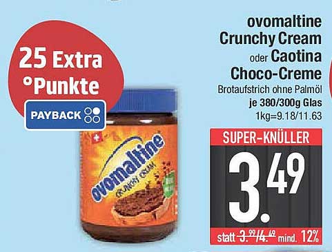 ovomaltine Crunchy Cream oder Caotina Choco-Creme 380/300g Glas