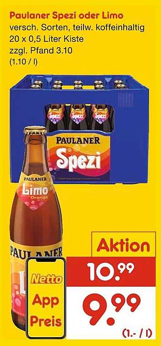 Paulaner Spezi oder Limo 20 x 0,5 Liter Kiste