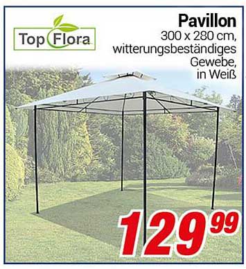 Pavillon 300 x 280 cm, witterungsbeständiges Gewebe, in Weiß